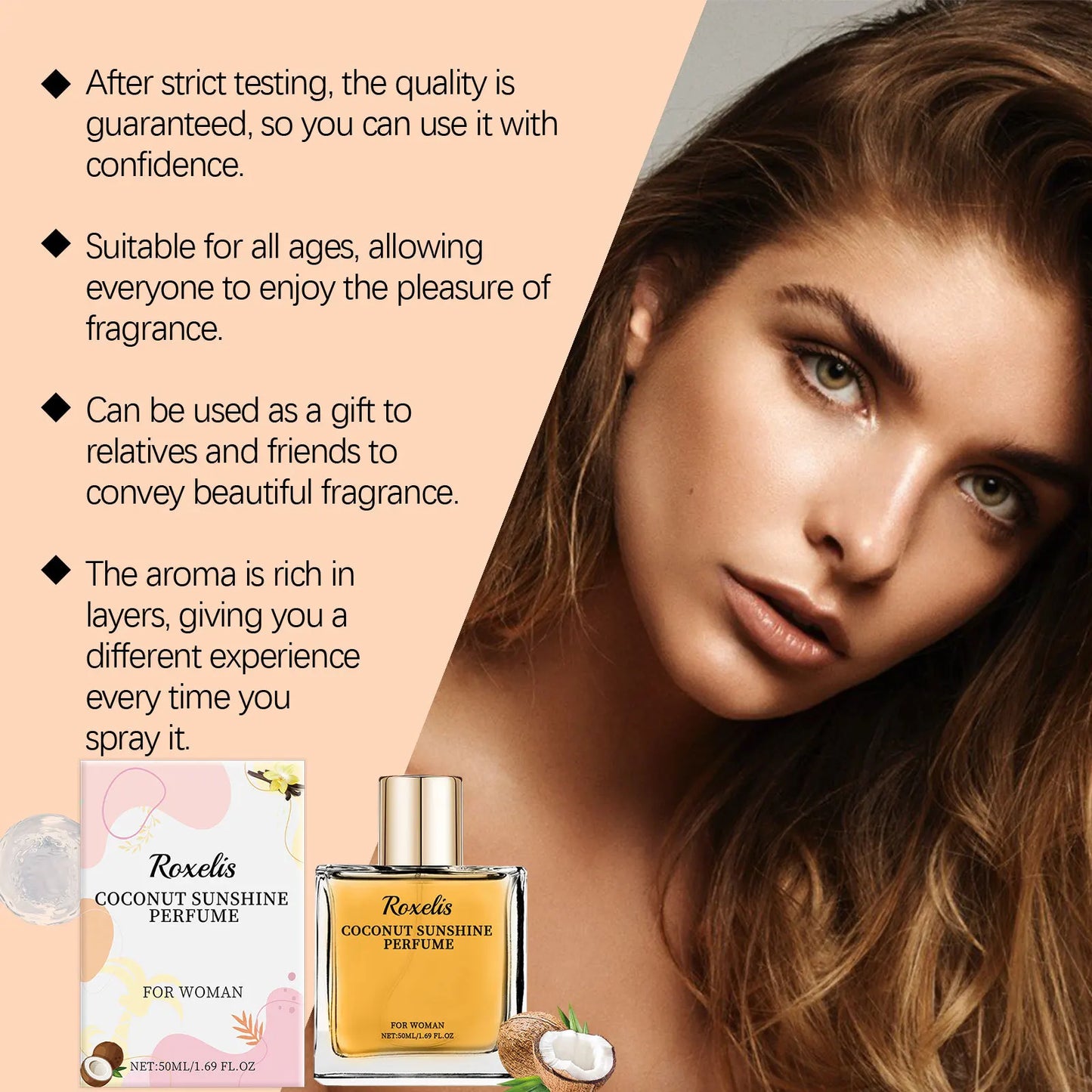 Roxelis 50ml Light Vanilla Perfume Mist Long Lasting Fragrance Natural Scent Pheromone Deodorant Dating Charming Release Perfume