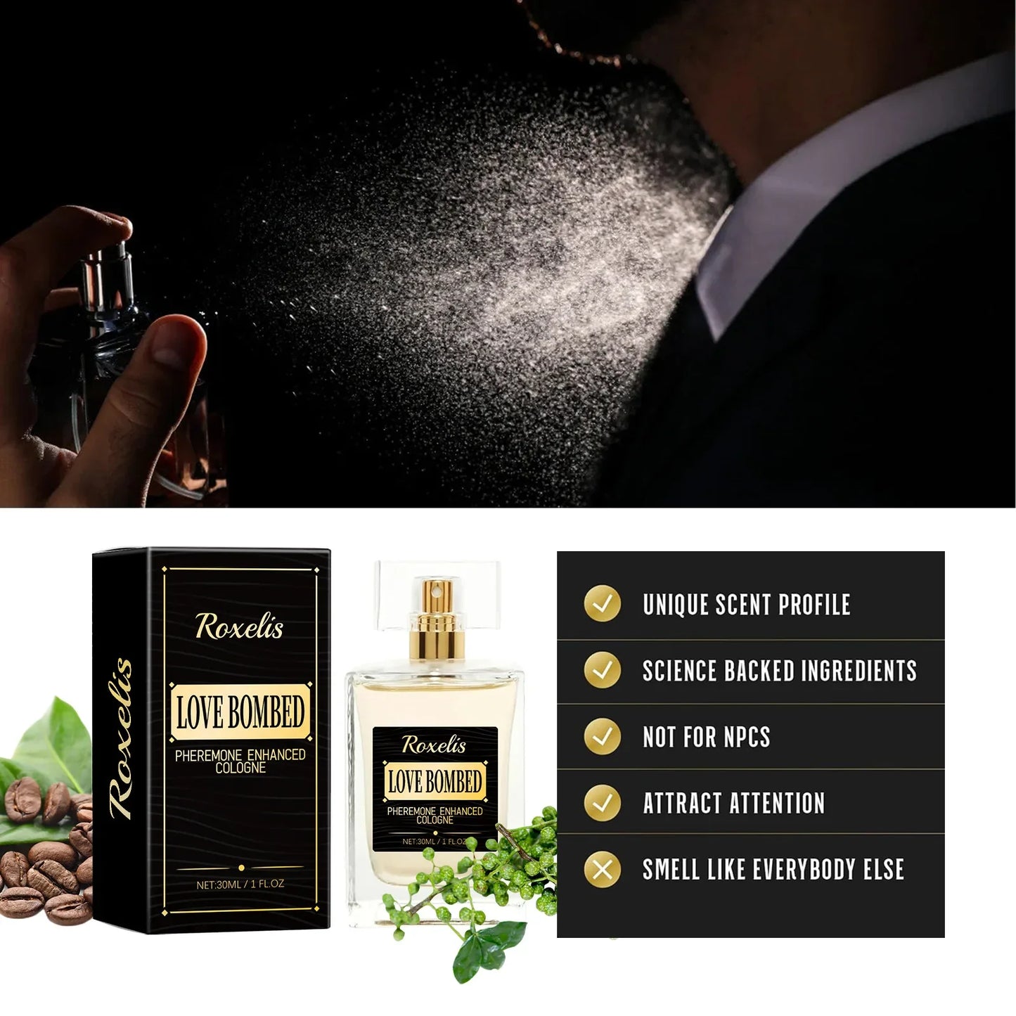 Roxelis 30/50ml Lasting Pheromone Perfume Men Cologne Series Fragrance Business Gentleman Charm Flirting Scent Dating Perfume