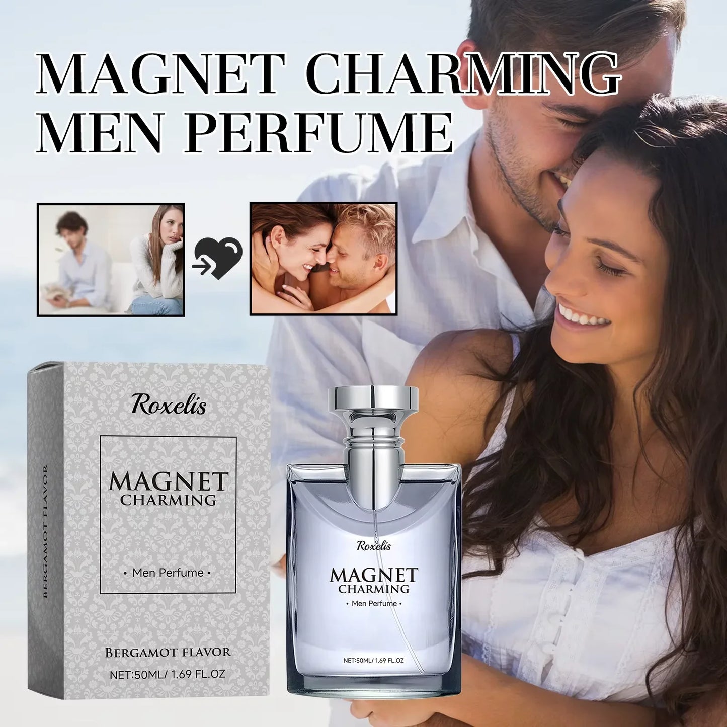 Roxelis 50ml Magnet Charming Men Perfume Tea Aroma Bergamot Lasting Fragrance Pheromone Dating Flirting Glamour Release Perfume
