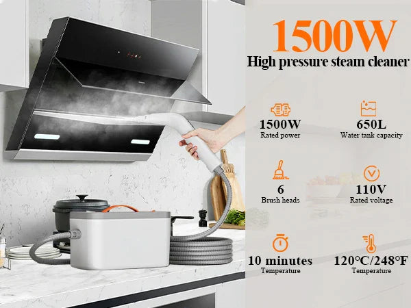 1500W Handheld Steam Cleaner, Multiuse Powerful Steamer for Cleaning for Tough Stains and Grime on Upholstery
