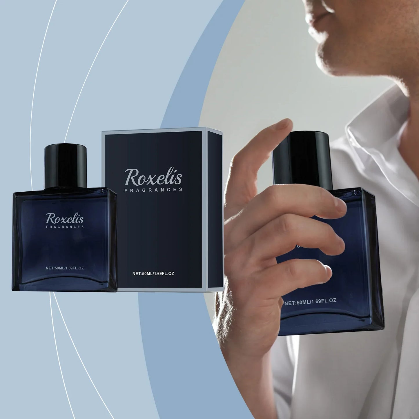 Roxelis 50ml Glamour Men Perfume Spray Bergamot Cologne Light Fragrance Romantic Pheromone Dating Atmosphere Flirting Perfume