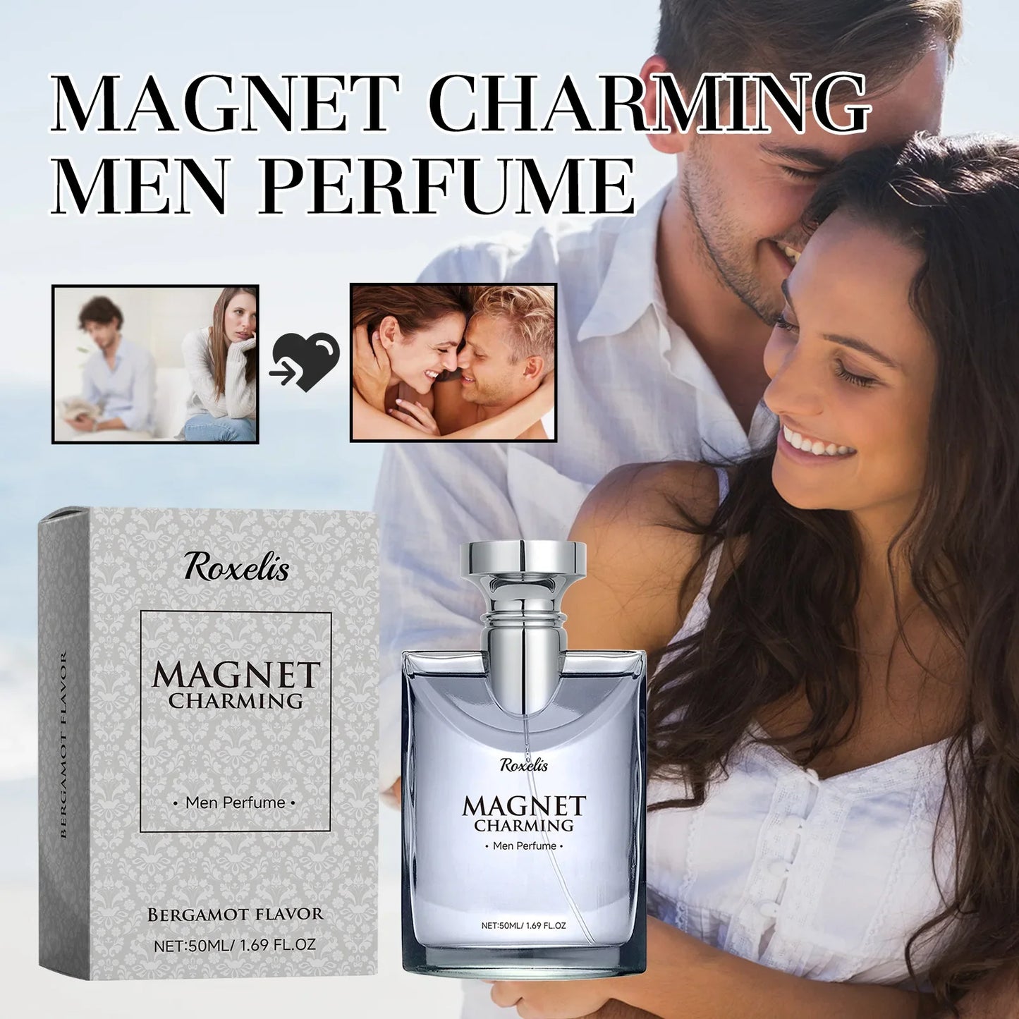 Roxelis 50ml Magnet Charming Men Perfume Tea Aroma Bergamot Lasting Fragrance Pheromone Dating Flirting Glamour Release Perfume