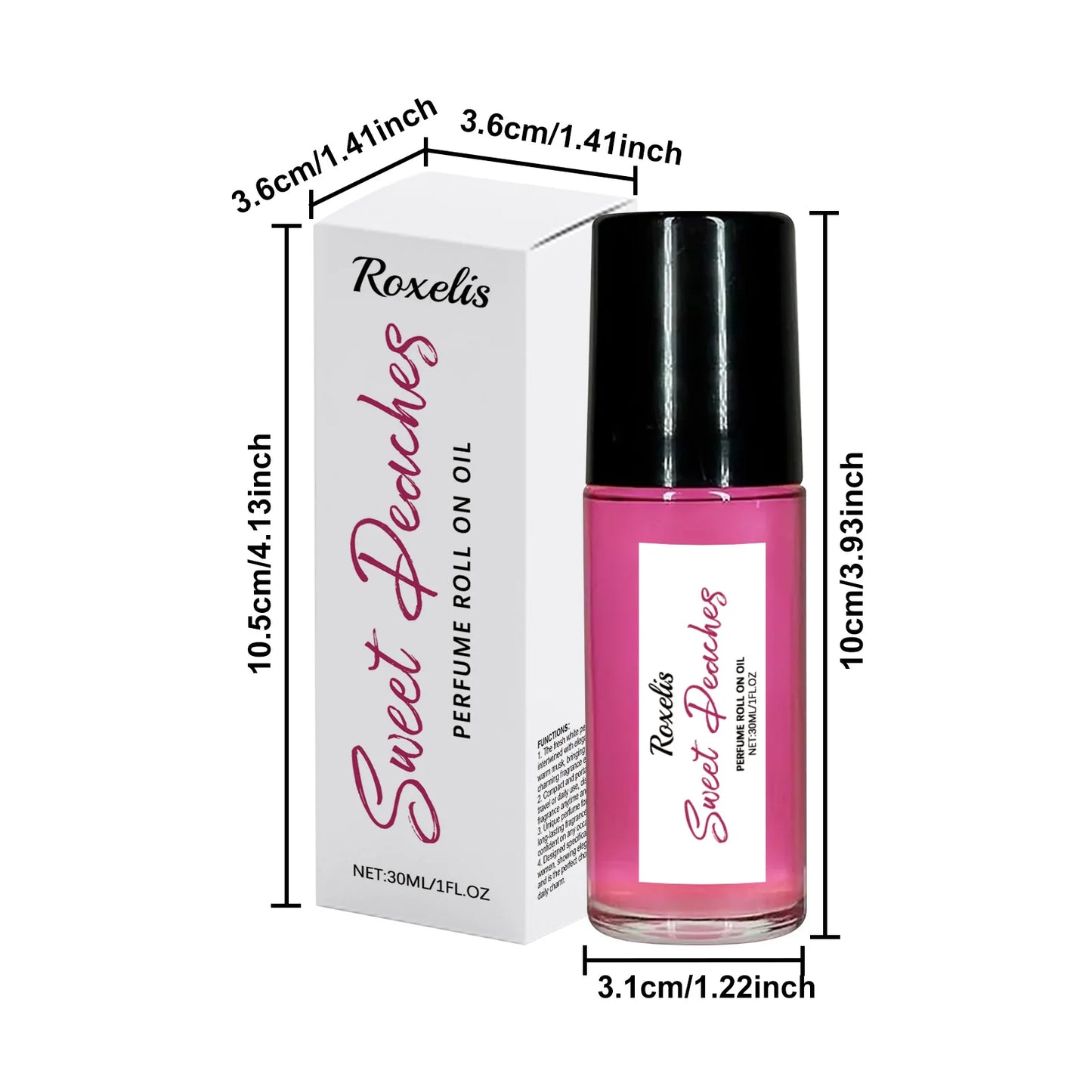 Roxelis 30ml Pheromone Perfume Roller Ball Long Lasting Peach Fragrance Oil Armpit Odor Remover Dating Scent Charming Perfume