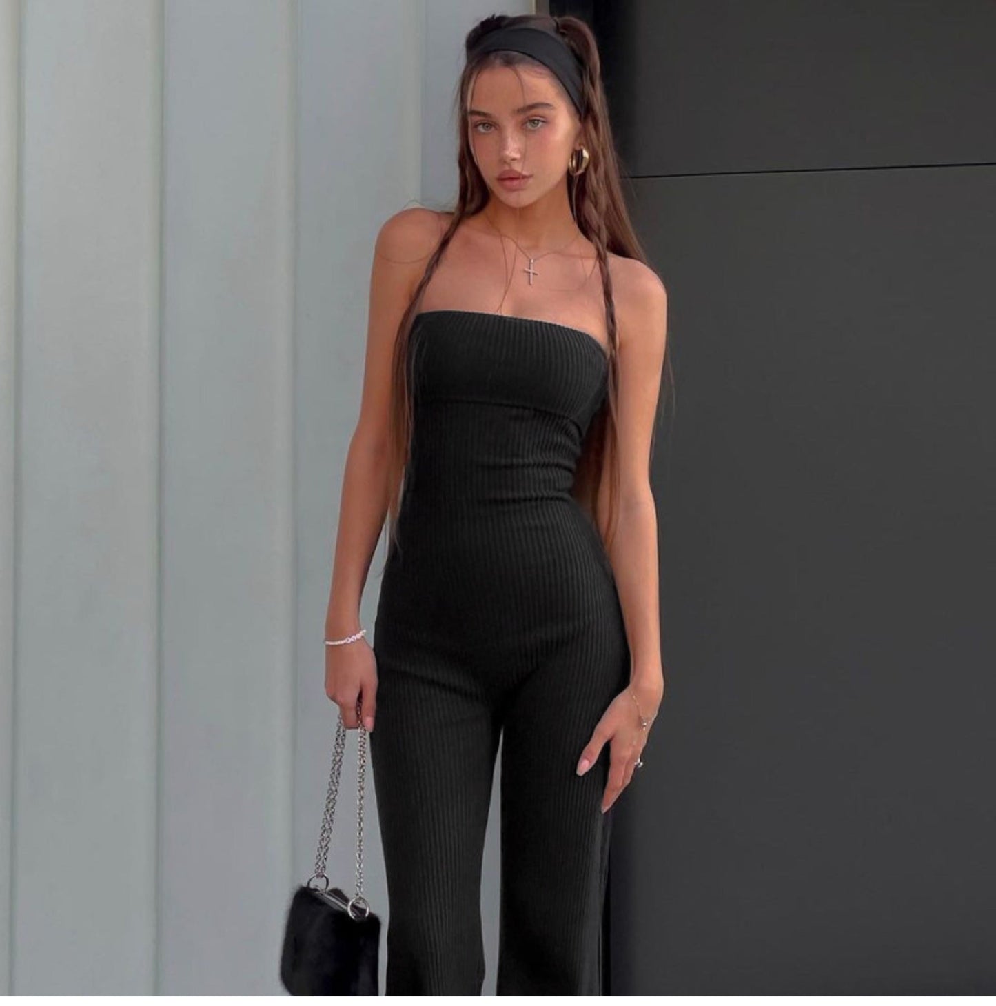 off-Shoulder Collar Backless High Waist Stretch Silm Long Tube Top
