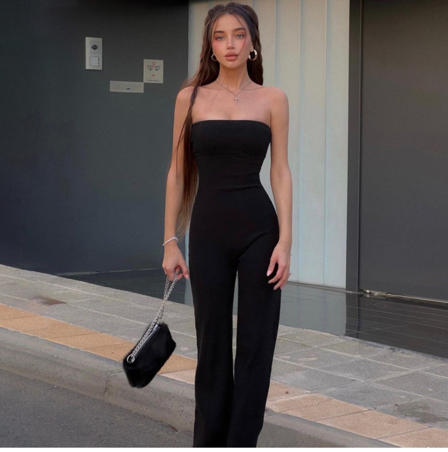 off-Shoulder Collar Backless High Waist Stretch Silm Long Tube Top