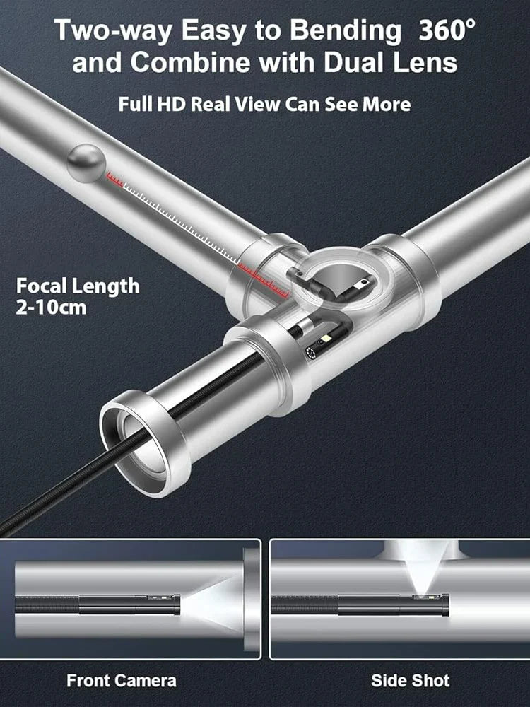 5inch Two-Way 360° Articulating Borescope 1080P Camera with 8LEDS 8.5mm Waterproof Probe industrial inspection visual probe