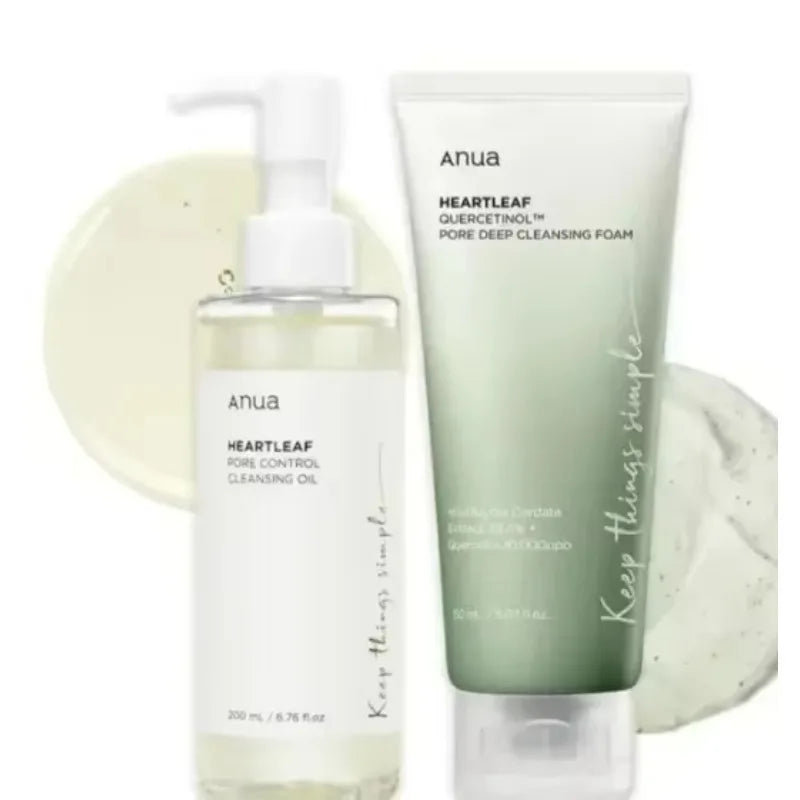 Korean Anua Heartleaf Skincare Set Moisturizing Toner Deep Cleansing Cleanser Pore Control Makeup Removal Oil Combination Set