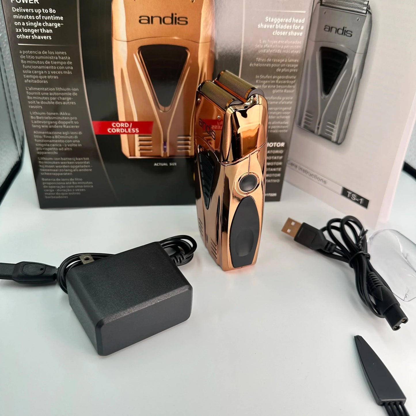 Original Andis Profoil Lithium Plus 17200 Barber Hair Cleaning Electric Shaver For Men Beard Stubble Razor Bald Shaving Machine