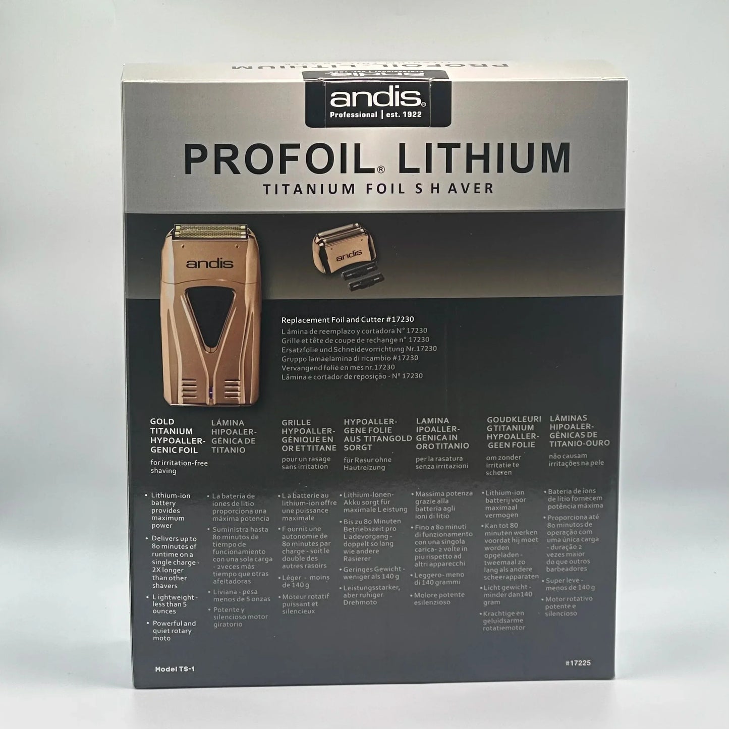 Original Andis Profoil Lithium Plus 17200 Barber Hair Cleaning Electric Shaver For Men Beard Stubble Razor Bald Shaving Machine