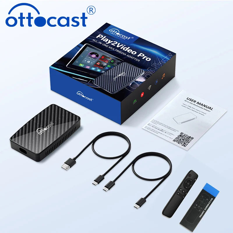 OTTOCAST Play2Video Pro Wireless CarPlay Android Auto Adapter Built in Youtube Netflix IPTV TikTokCar Accessories for Kia Toyota
