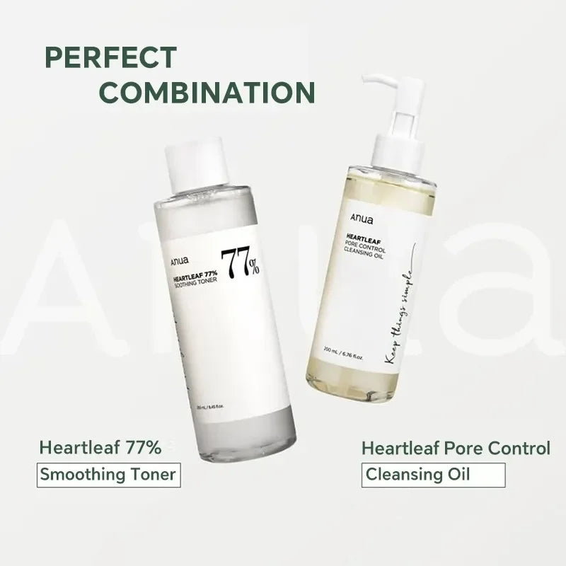 Korean Anua Heartleaf Skincare Set Moisturizing Toner Deep Cleansing Cleanser Pore Control Makeup Removal Oil Combination Set