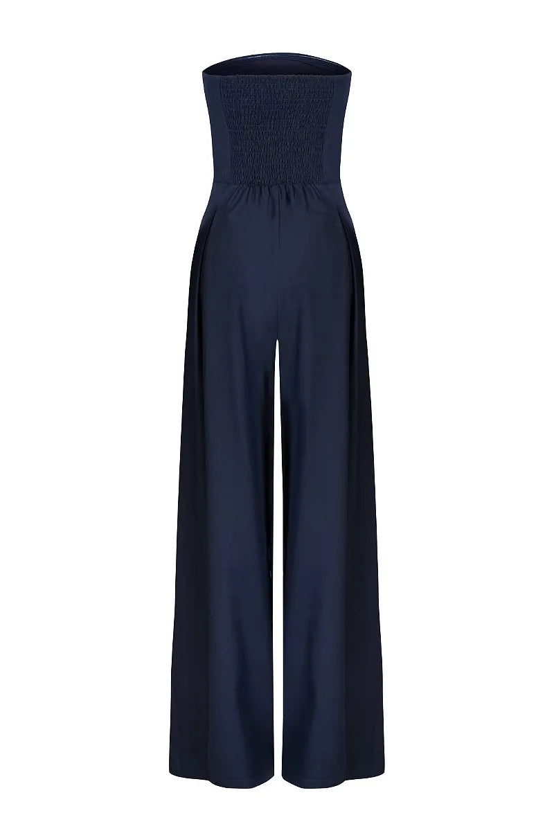 2025 Women's Jumpsuits Strapless Back Sexy Solid Color Temperament Party Evening Slim High Waist Bodysuit Women