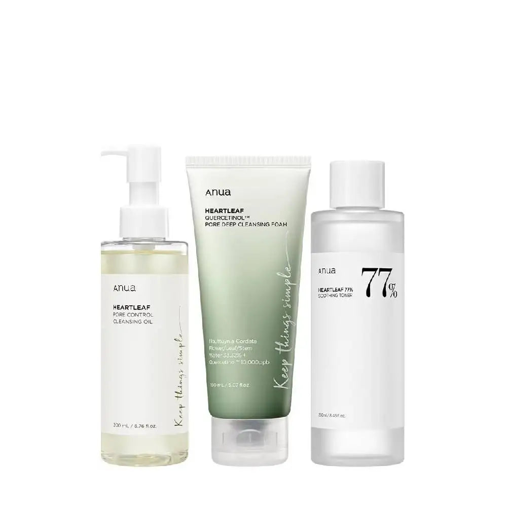 Korean Anua Heartleaf Skincare Set Moisturizing Toner Deep Cleansing Cleanser Pore Control Makeup Removal Oil Combination Set