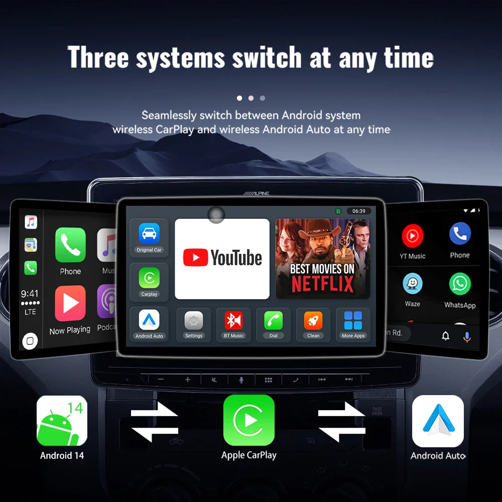 Acodo 2025 Android 14 3In1 CarPlay Ai Box Wireless Android Auto USB Adapter For Youtube Netflix Universal TV Box Plug And Play