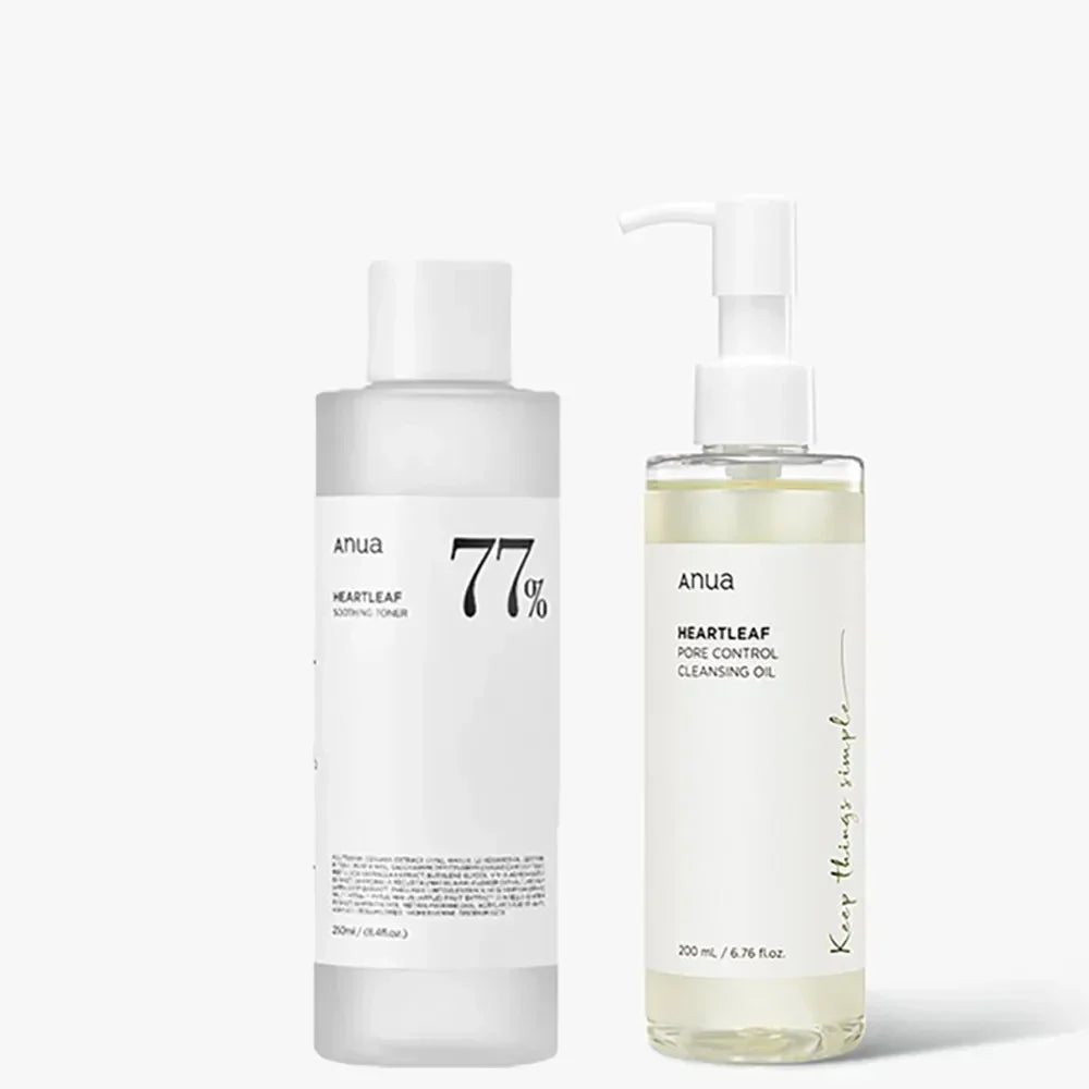 Korean Anua Heartleaf Skincare Set Moisturizing Toner Deep Cleansing Cleanser Pore Control Makeup Removal Oil Combination Set