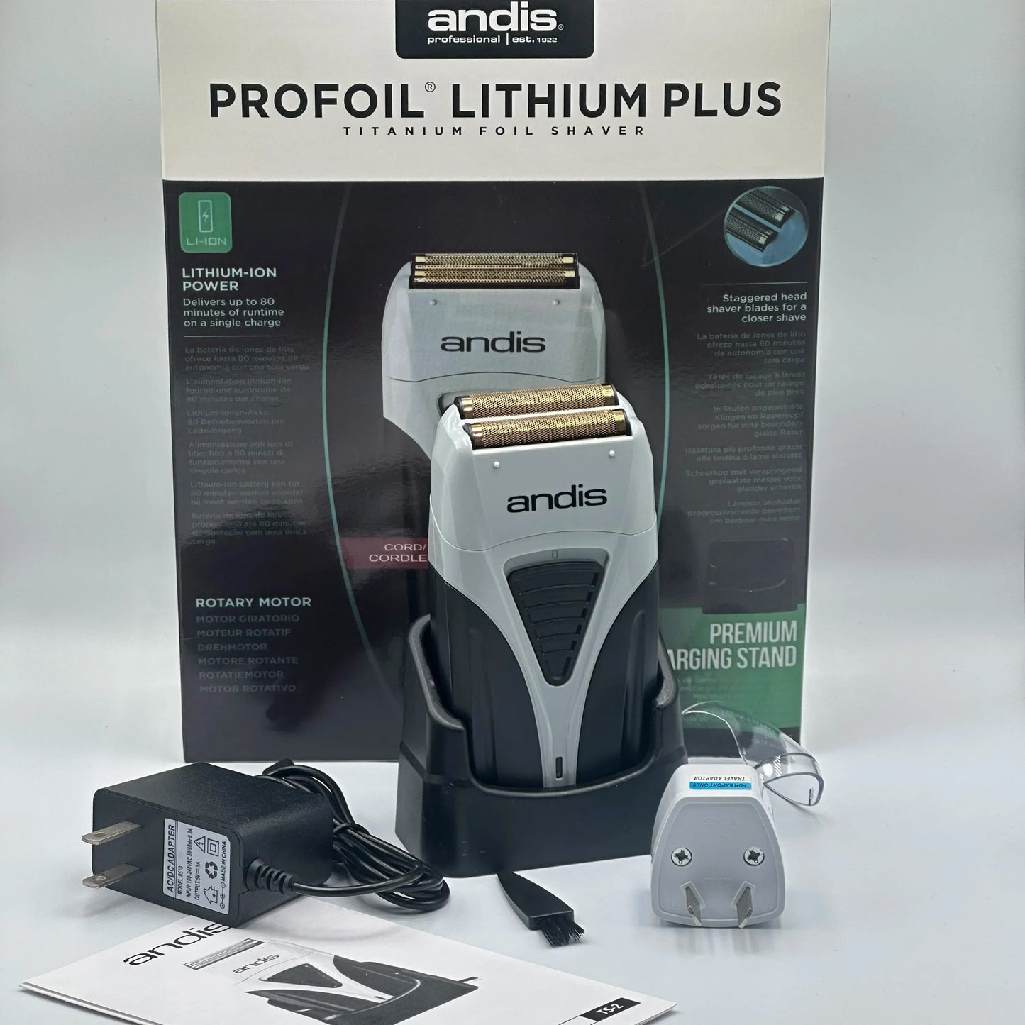 Original Andis Profoil Lithium Plus 17200 Barber Hair Cleaning Electric Shaver For Men Beard Stubble Razor Bald Shaving Machine