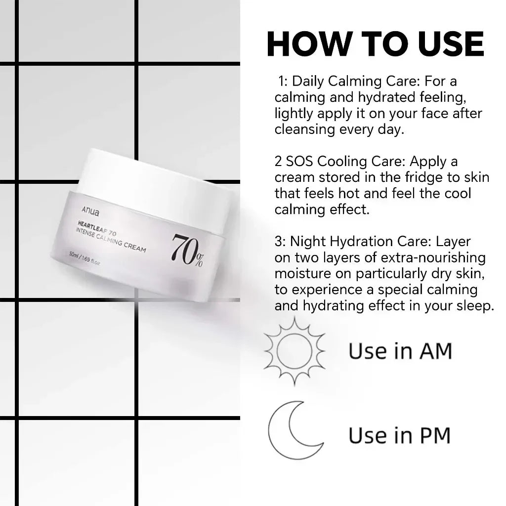 Anua Heartleaf originales 70% Intense Calming Cream Soothing Repair Brightening Body Moisturizer face lotion korean skin care