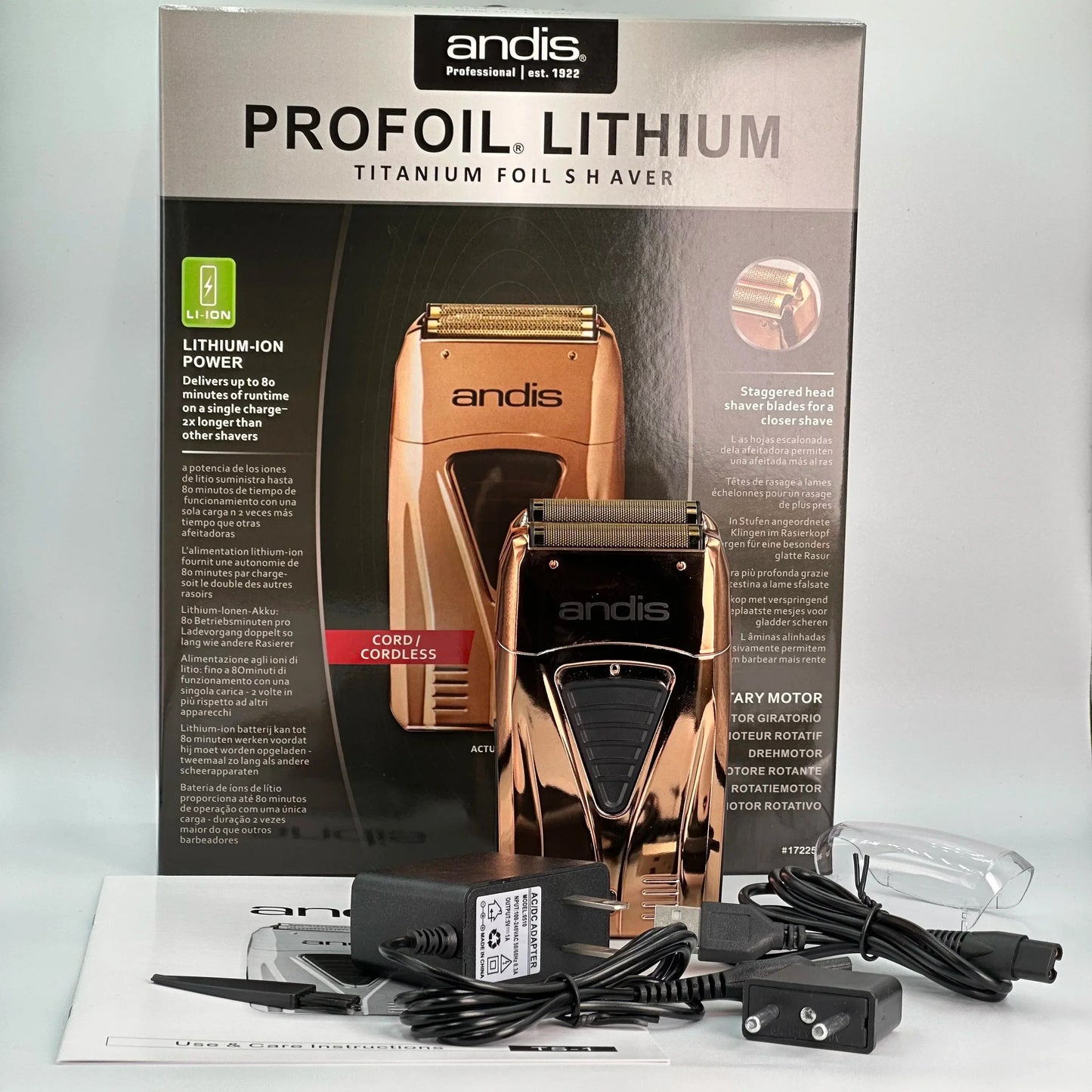 Original Andis Profoil Lithium Plus 17200 Barber Hair Cleaning Electric Shaver For Men Beard Stubble Razor Bald Shaving Machine