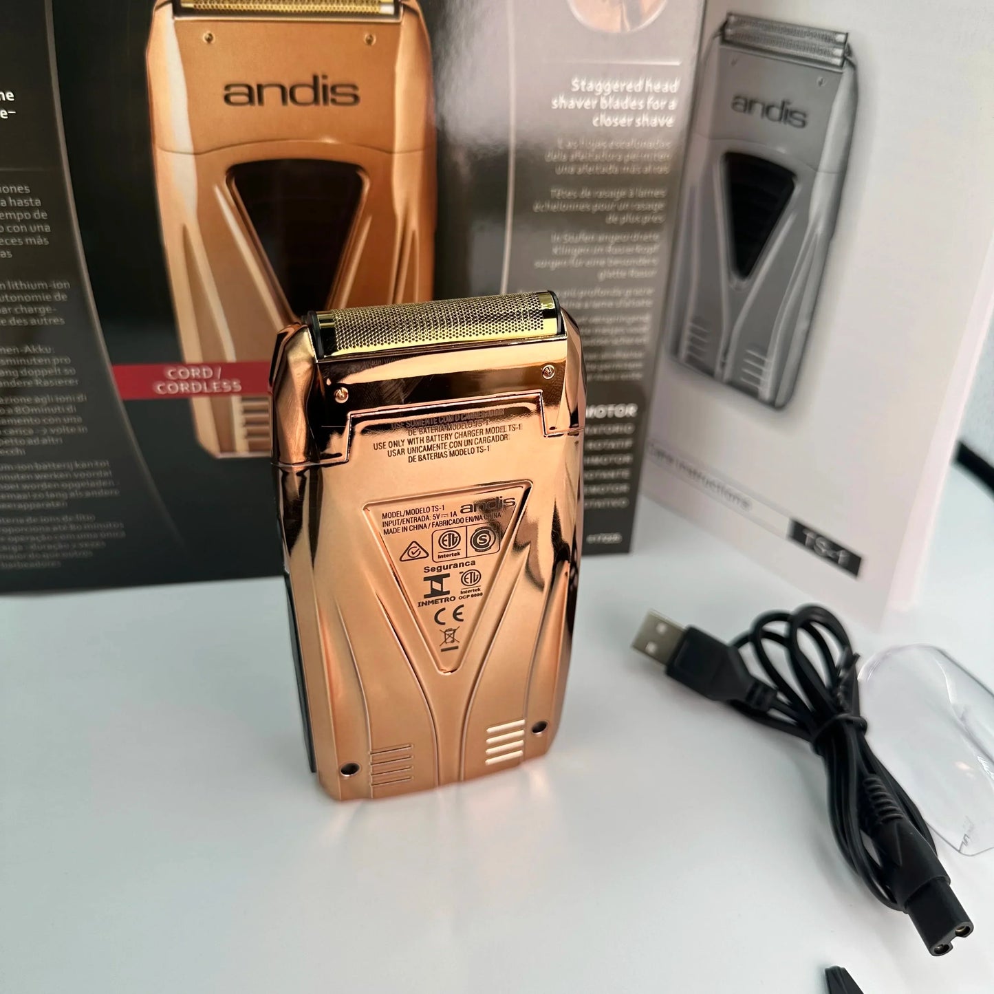 Original Andis Profoil Lithium Plus 17200 Barber Hair Cleaning Electric Shaver For Men Beard Stubble Razor Bald Shaving Machine