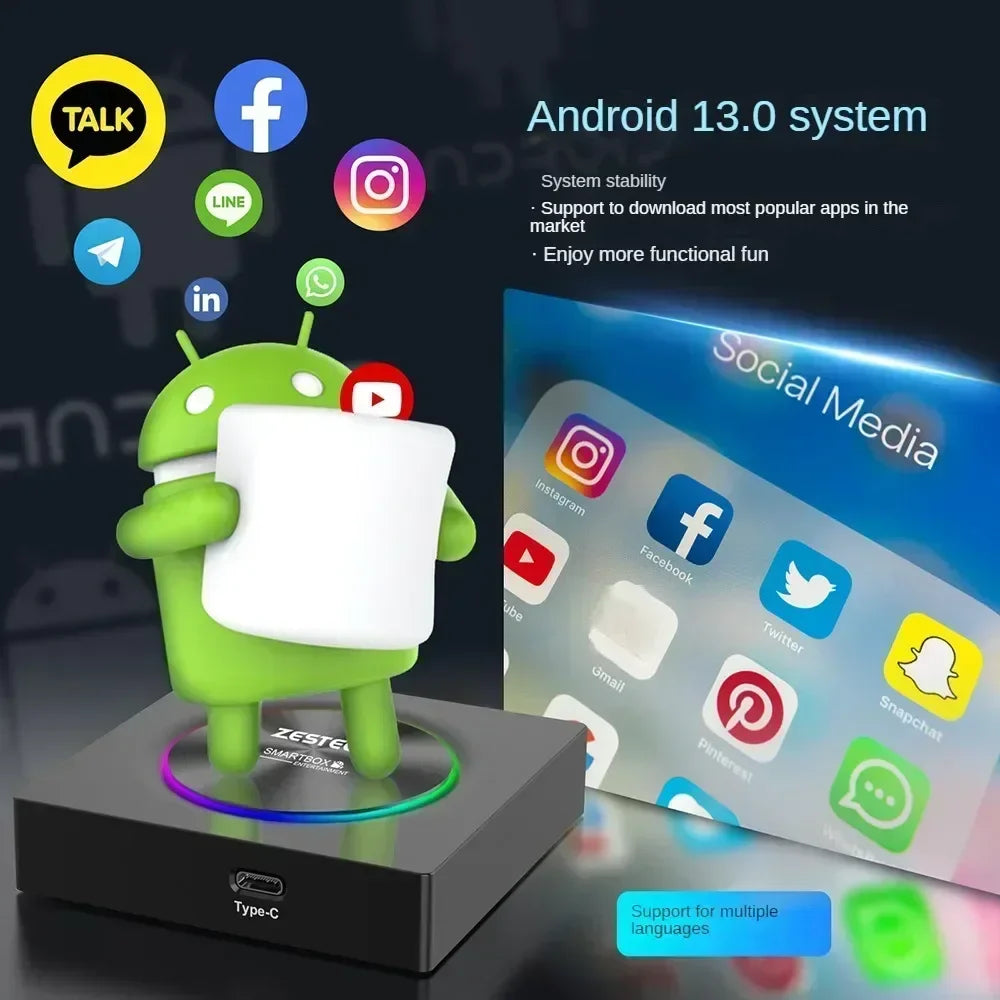 Car Video CarPlay Ai Box Android13 Wired to Wireless CarPlay Android Auto Adapter for Netflix for YouTube Bulit-in Play Store