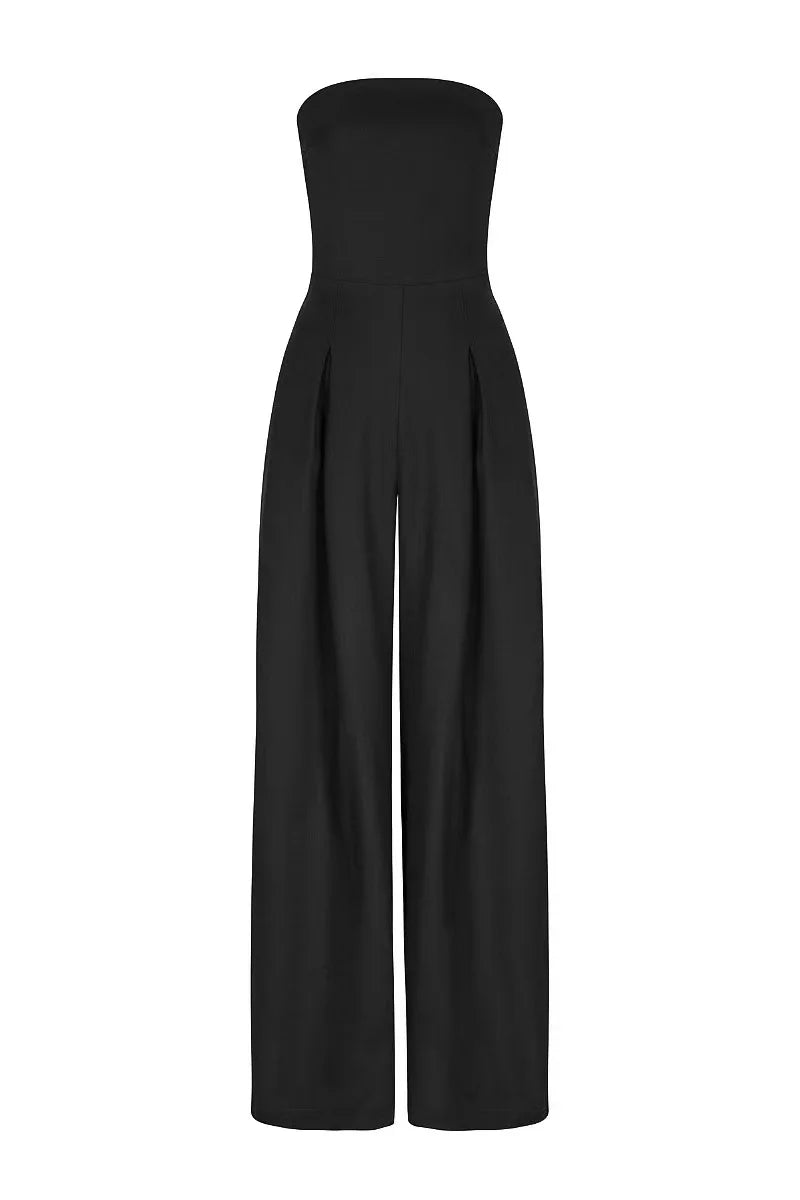 2025 Women's Jumpsuits Strapless Back Sexy Solid Color Temperament Party Evening Slim High Waist Bodysuit Women