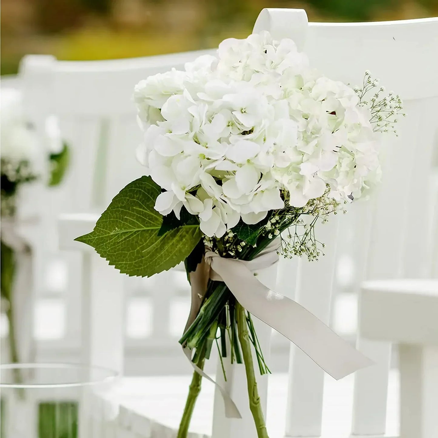 50 PCS Artificial Hydrangea Flowers Silk Hydrangea Heads for Wedding