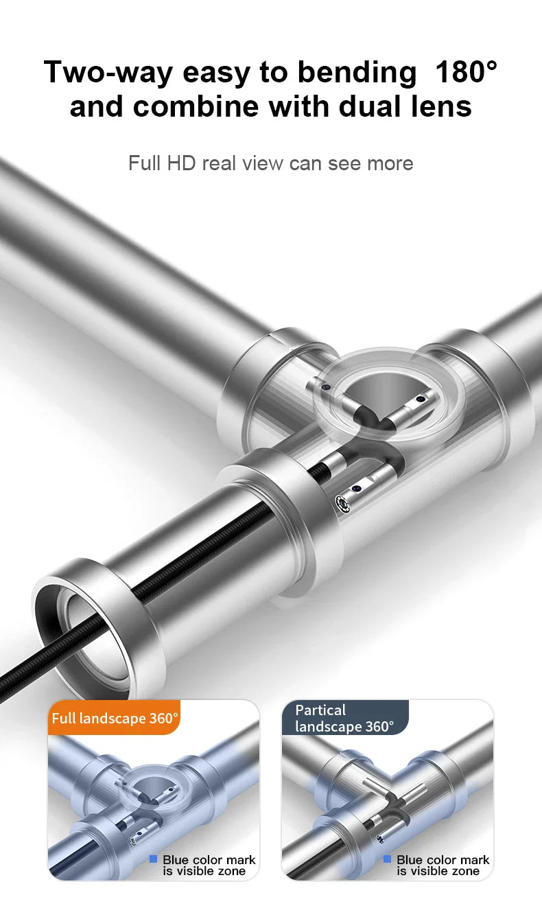 5inch Two-Way 360° Articulating Borescope 1080P Camera with 8LEDS 8.5mm Waterproof Probe industrial inspection visual probe