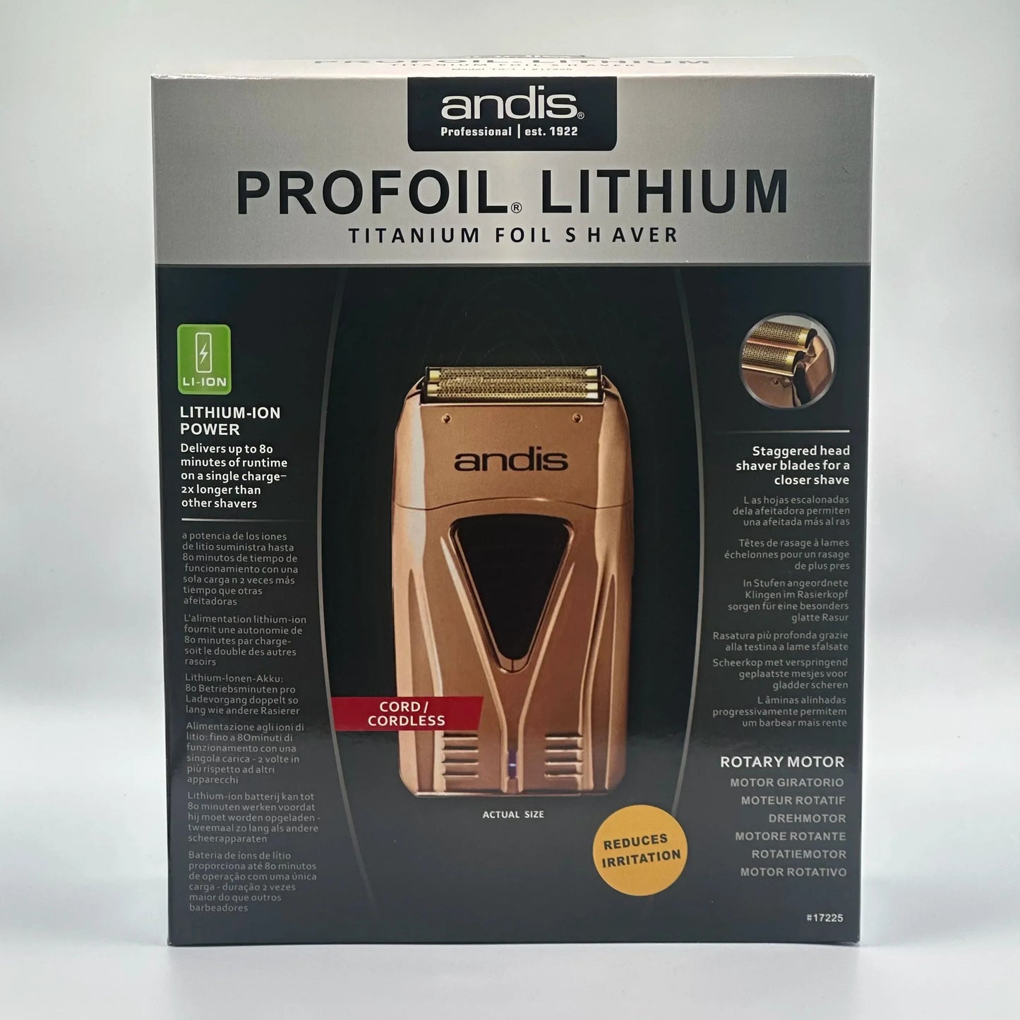 Original Andis Profoil Lithium Plus 17200 Barber Hair Cleaning Electric Shaver For Men Beard Stubble Razor Bald Shaving Machine