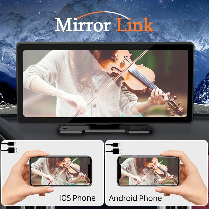 10.26" Car Mirror Radio Multimedia Video Player Universal Wireless Carplay Android Auto Screen With Bluetooth AUX USB