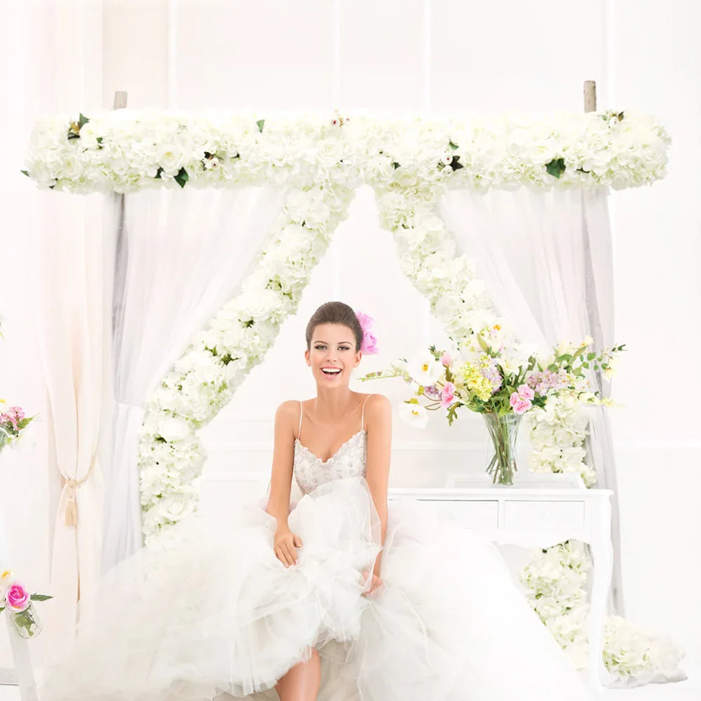 Wedding Wall Floral Panel Arrangement Backdrop 100cm Artificial Rose Flower Row DIY Decor