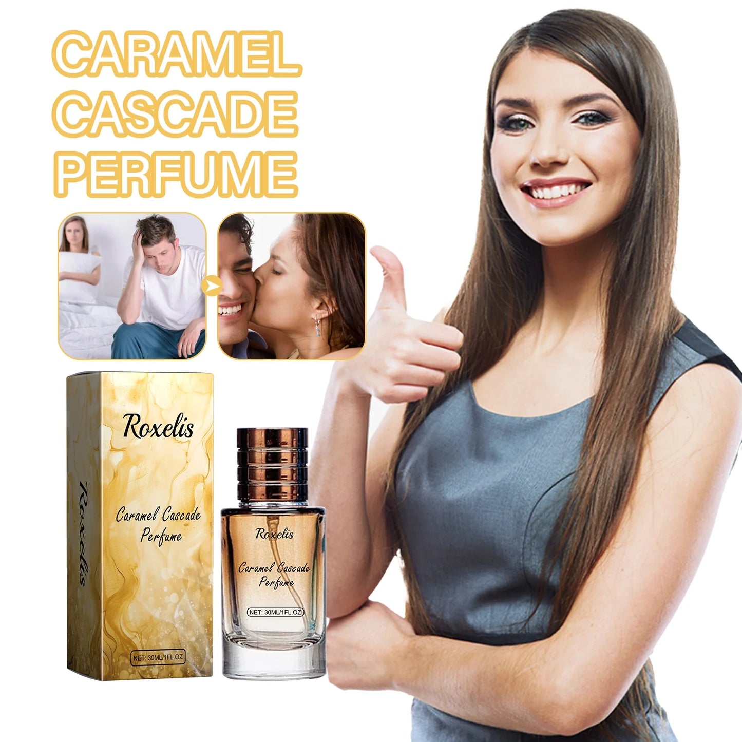 ROXELIS Caramel Cascade Perfume Spray,Perfumes For Women,Perfume in Autumn and Winter, Pheromone Dating Fragrance Perfume 1 OZ