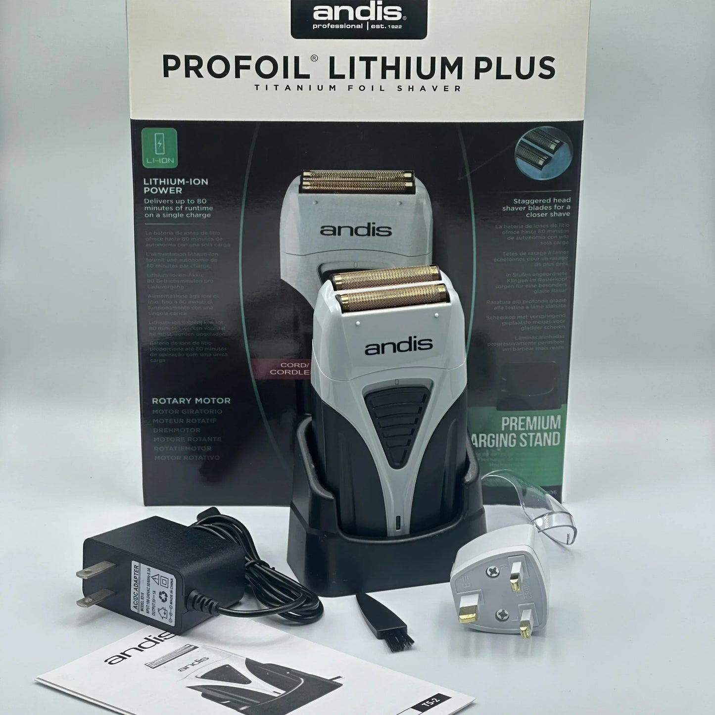 Original Andis Profoil Lithium Plus 17200 Barber Hair Cleaning Electric Shaver For Men Beard Stubble Razor Bald Shaving Machine