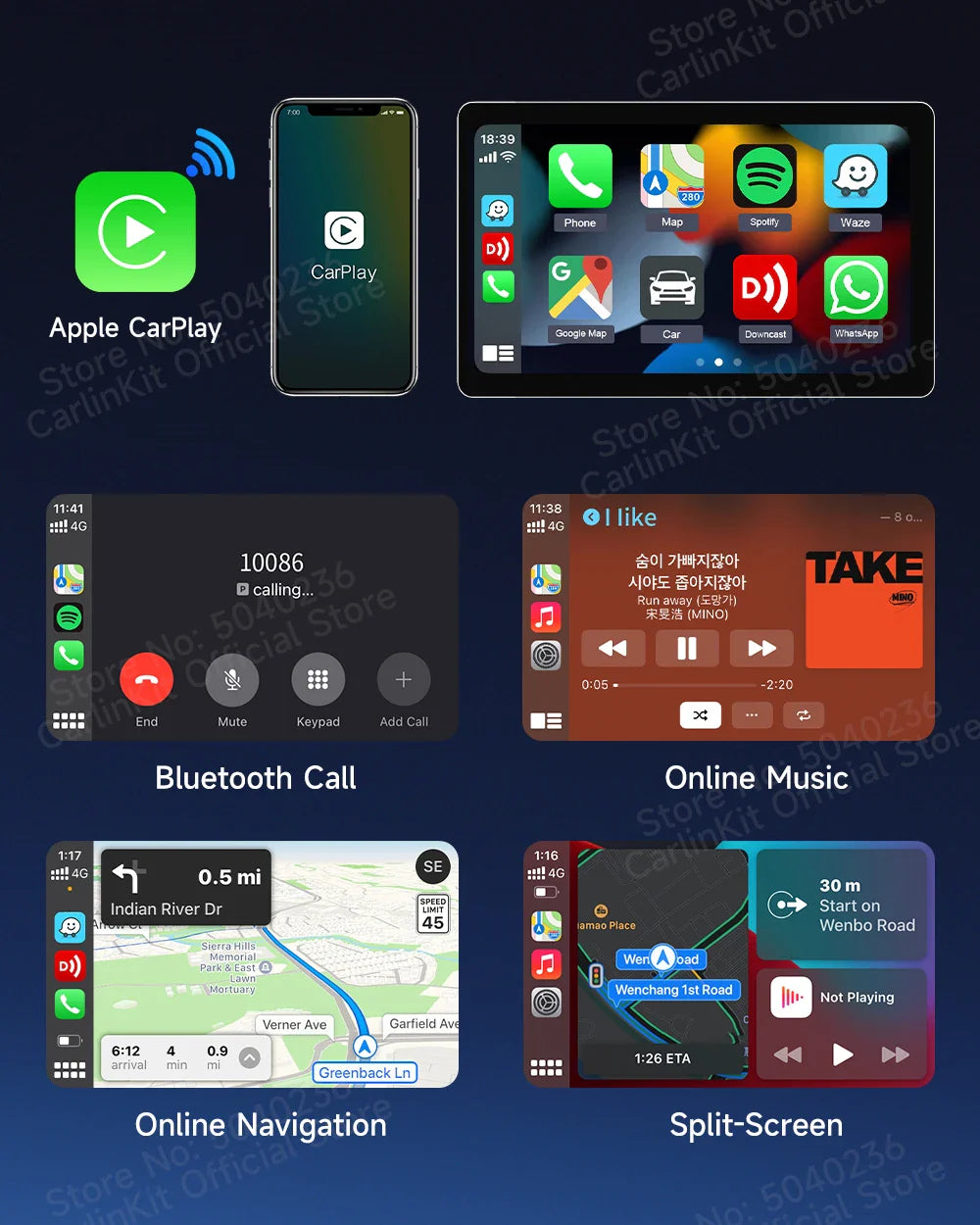 CarlinKit UHD Android 13 Smart TV Box Qualcomm 8-Core Wireless CarPlay Android Auto Adapter GPS HDMI Video Output CarPlay Ai Box