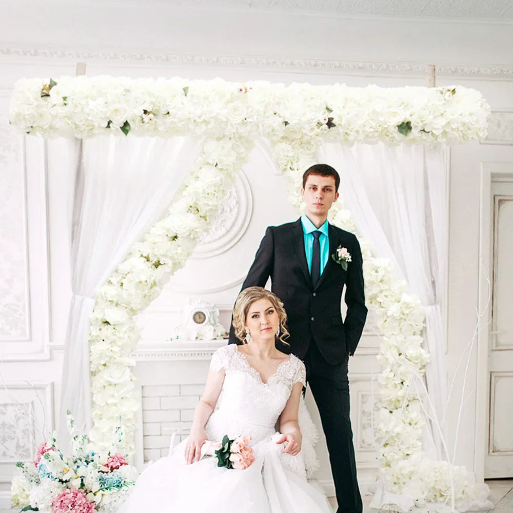 Wedding Wall Floral Panel Arrangement Backdrop 100cm Artificial Rose Flower Row DIY Decor