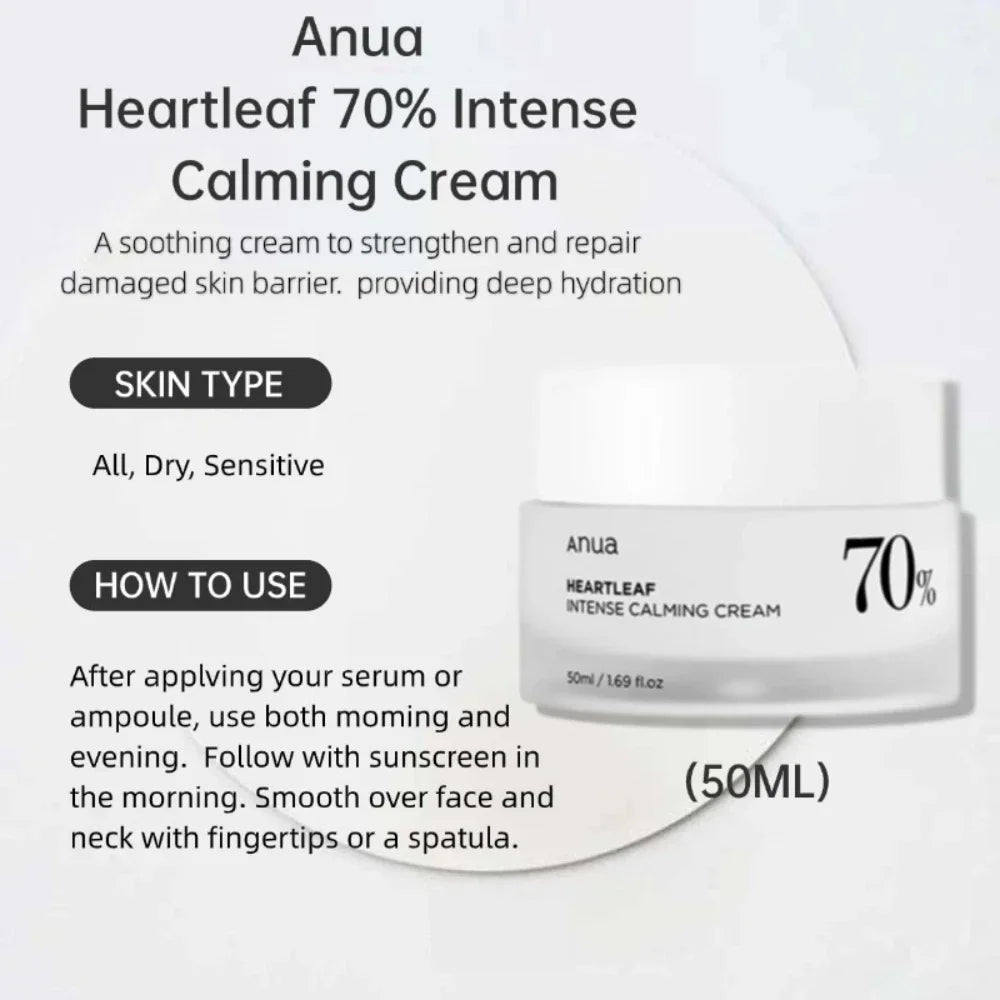 Anua Heartleaf originales 70% Intense Calming Cream Soothing Repair Brightening Body Moisturizer face lotion korean skin care