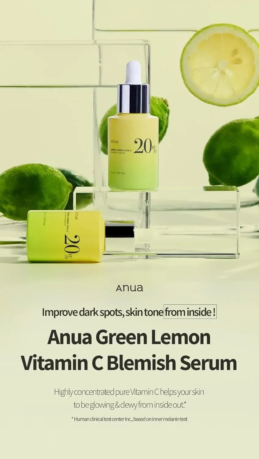 Anua Green Lemon Vitamin C Serum with Vitamin E,face serum,Hyaluronic & Ferulic Acid (0.67 fl.oz / 20ml ) skin care products