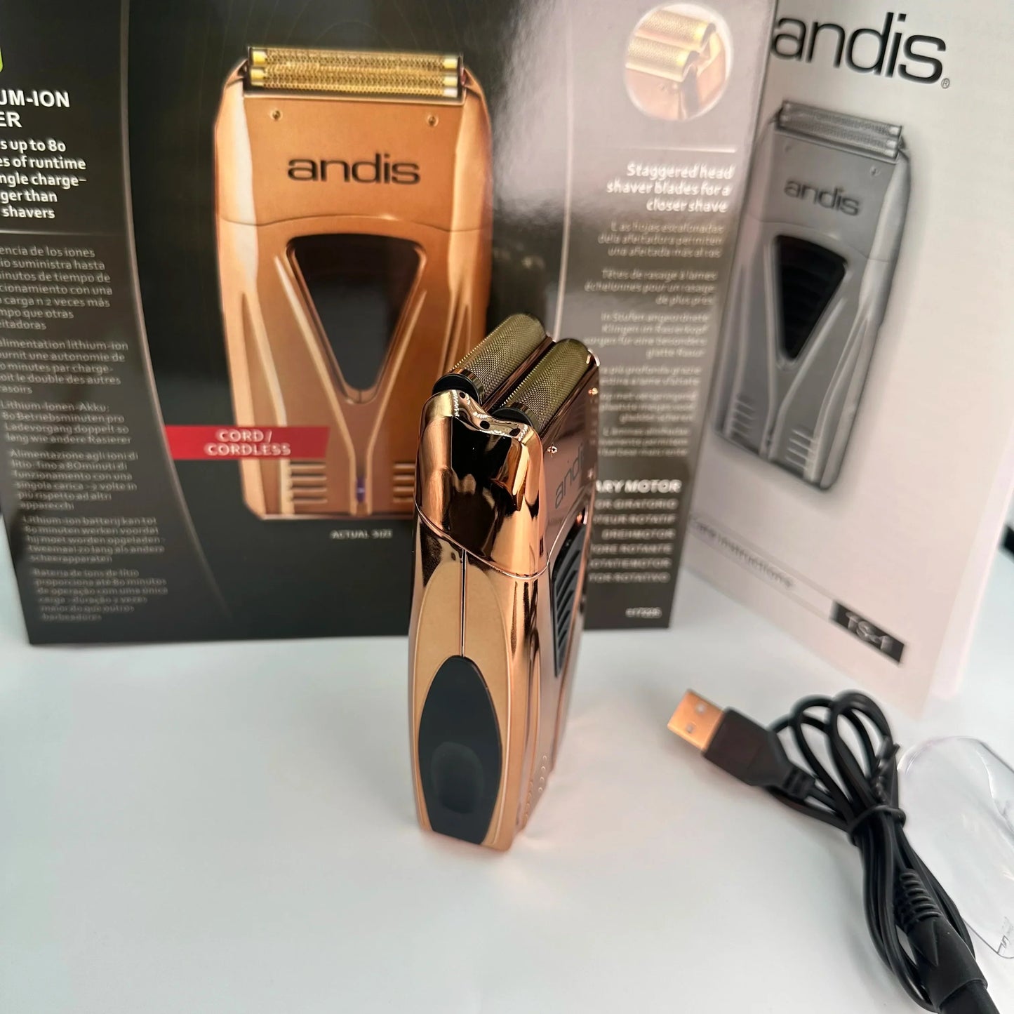 Original Andis Profoil Lithium Plus 17200 Barber Hair Cleaning Electric Shaver For Men Beard Stubble Razor Bald Shaving Machine