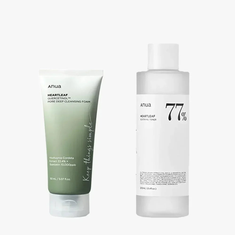 Korean Anua Heartleaf Skincare Set Moisturizing Toner Deep Cleansing Cleanser Pore Control Makeup Removal Oil Combination Set