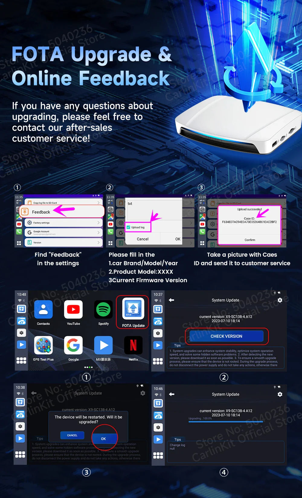 CarlinKit UHD Android 13 Smart TV Box Qualcomm 8-Core Wireless CarPlay Android Auto Adapter GPS HDMI Video Output CarPlay Ai Box