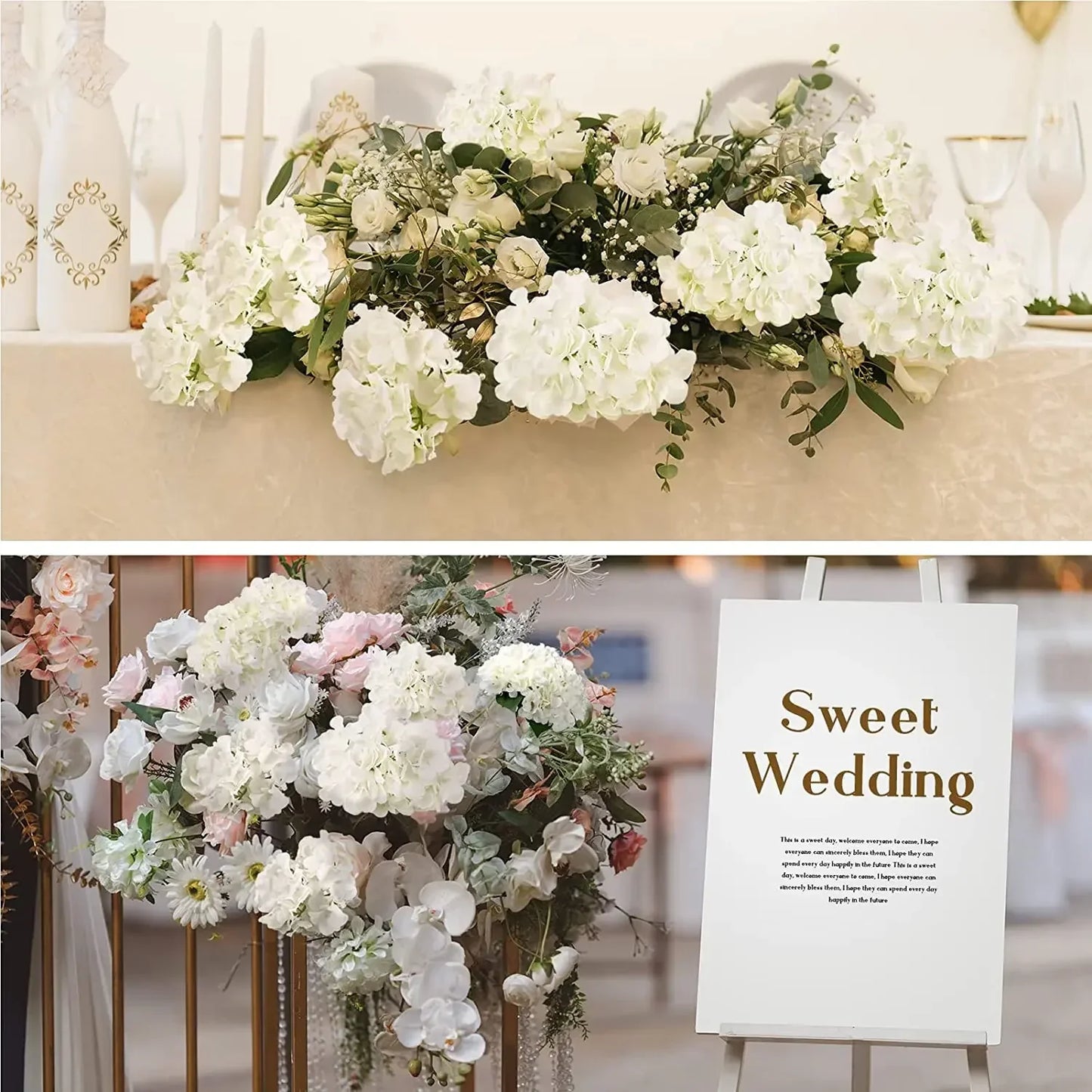 50 PCS Artificial Hydrangea Flowers Silk Hydrangea Heads for Wedding