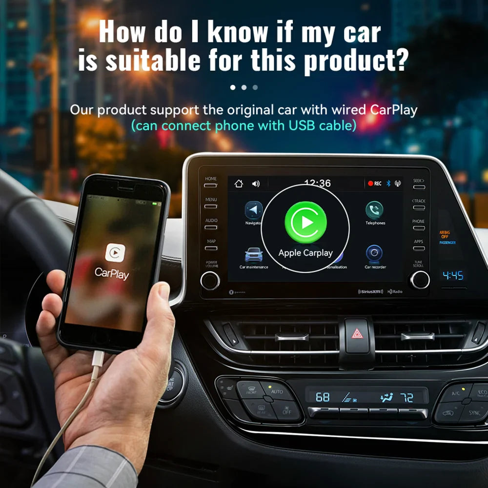 Acodo 2025 Android 14 3In1 CarPlay Ai Box Wireless Android Auto USB Adapter For Youtube Netflix Universal TV Box Plug And Play