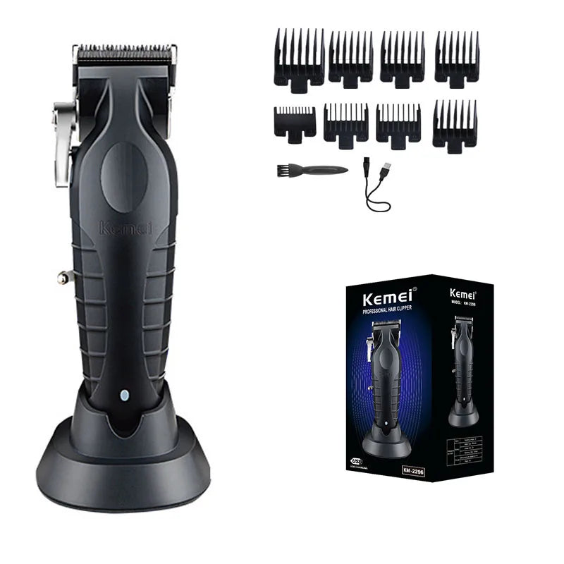 KM2296 Kemei Original Professional Rechargeable Hair Trimmer Adjustable Hair Clipper USB Carving Barber Salon