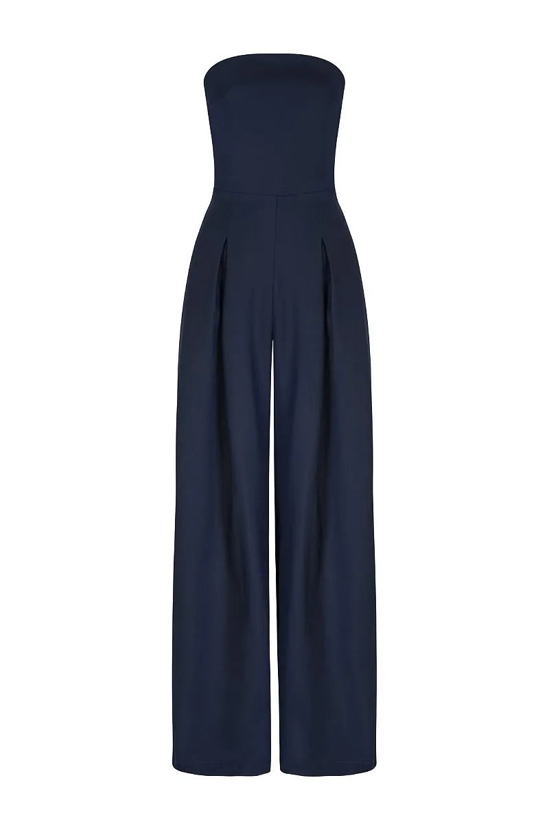 2025 Women's Jumpsuits Strapless Back Sexy Solid Color Temperament Party Evening Slim High Waist Bodysuit Women