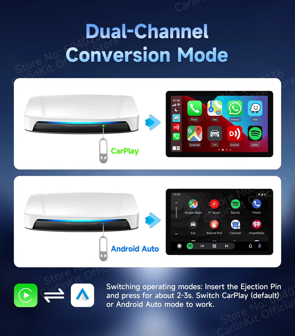 CarlinKit UHD Android 13 Smart TV Box Qualcomm 8-Core Wireless CarPlay Android Auto Adapter GPS HDMI Video Output CarPlay Ai Box