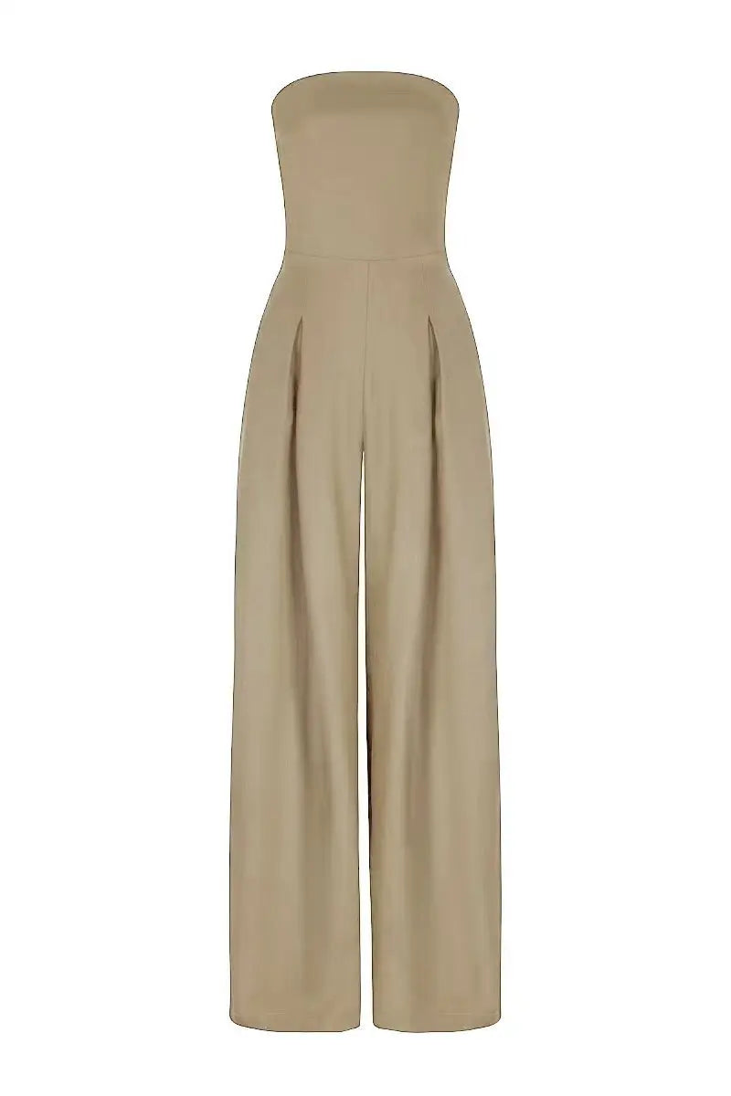2025 Women's Jumpsuits Strapless Back Sexy Solid Color Temperament Party Evening Slim High Waist Bodysuit Women