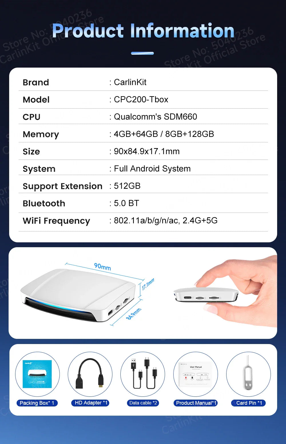 CarlinKit UHD Android 13 Smart TV Box Qualcomm 8-Core Wireless CarPlay Android Auto Adapter GPS HDMI Video Output CarPlay Ai Box