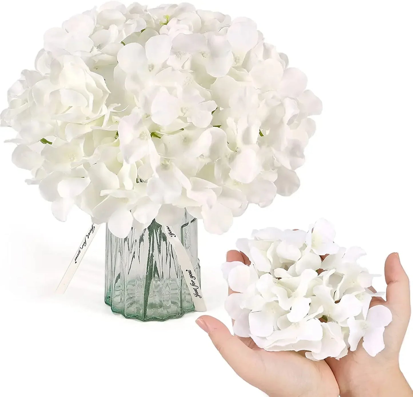 50 PCS Artificial Hydrangea Flowers Silk Hydrangea Heads for Wedding