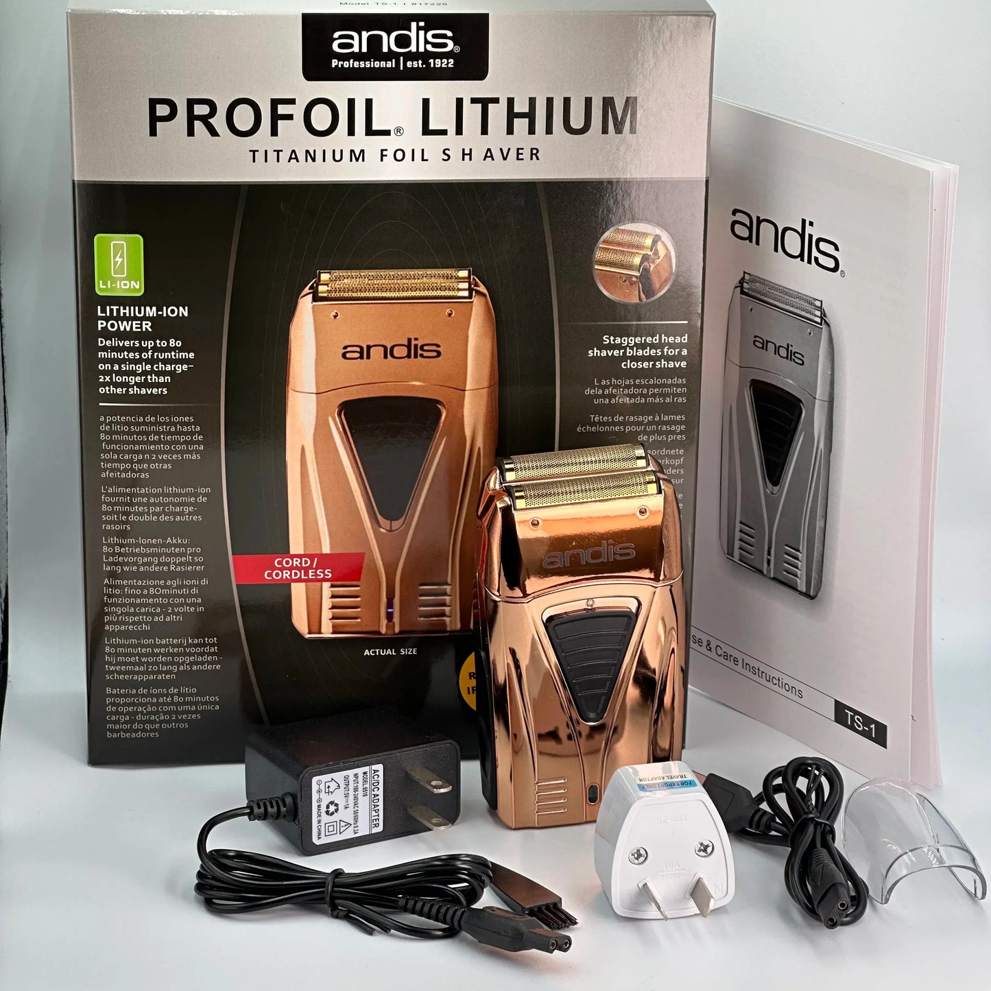 Original Andis Profoil Lithium Plus 17200 Barber Hair Cleaning Electric Shaver For Men Beard Stubble Razor Bald Shaving Machine