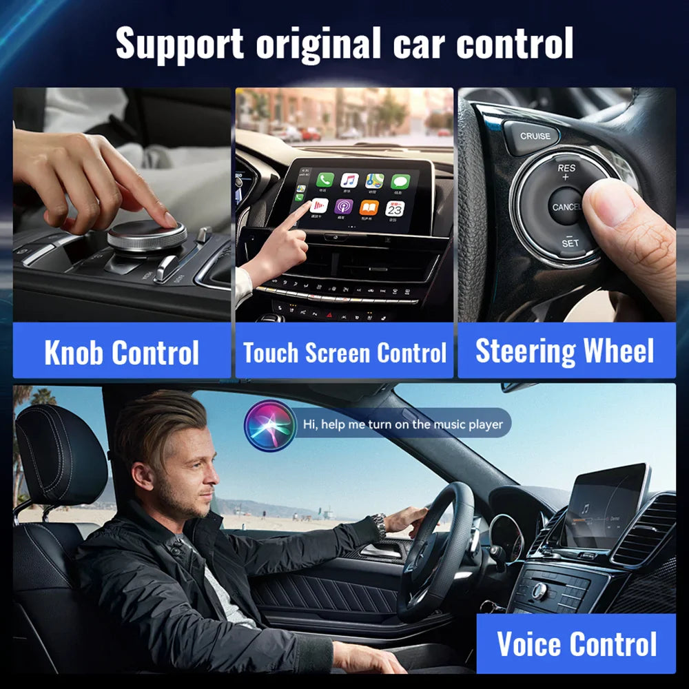 Acodo 2025 Android 14 3In1 CarPlay Ai Box Wireless Android Auto USB Adapter For Youtube Netflix Universal TV Box Plug And Play