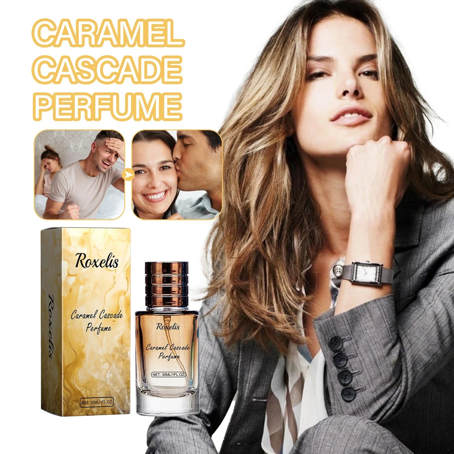 ROXELIS Caramel Cascade Perfume Spray,Perfumes For Women,Perfume in Autumn and Winter, Pheromone Dating Fragrance Perfume 1 OZ